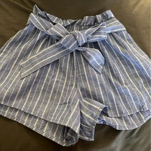 Blue and white tie up shorts